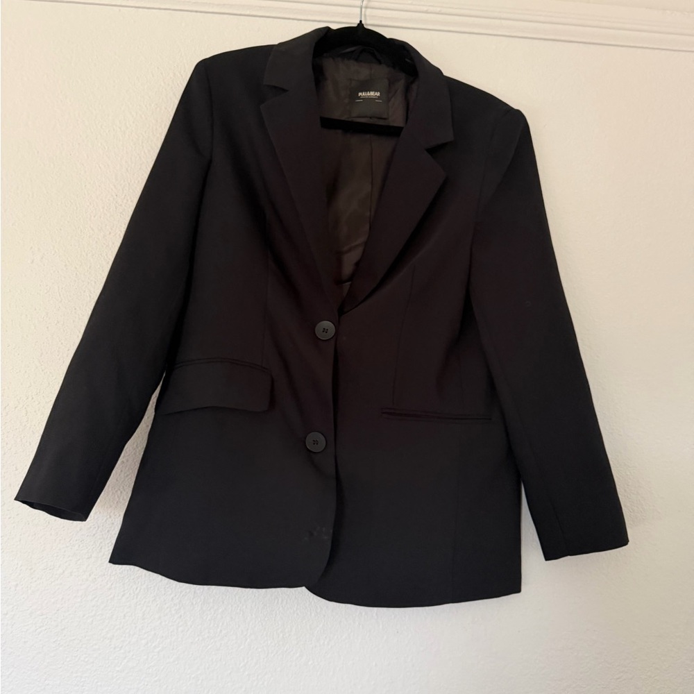 Pull&Bear oversized boyfriend masculine blazer in black M - Picture 2 of 9